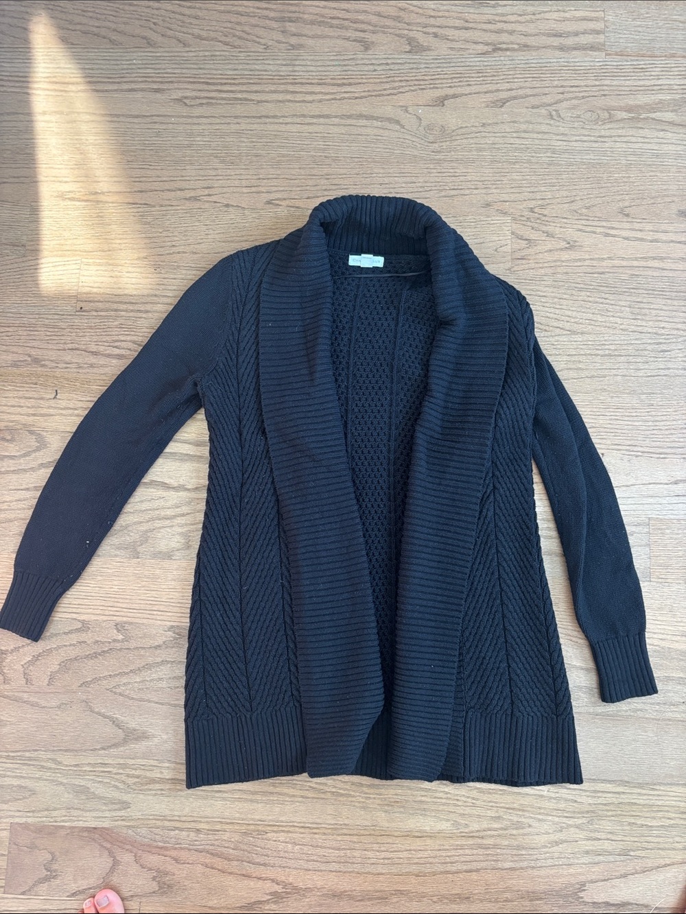 Charter Club Black Open-Front Shawl Collar Cardigan
